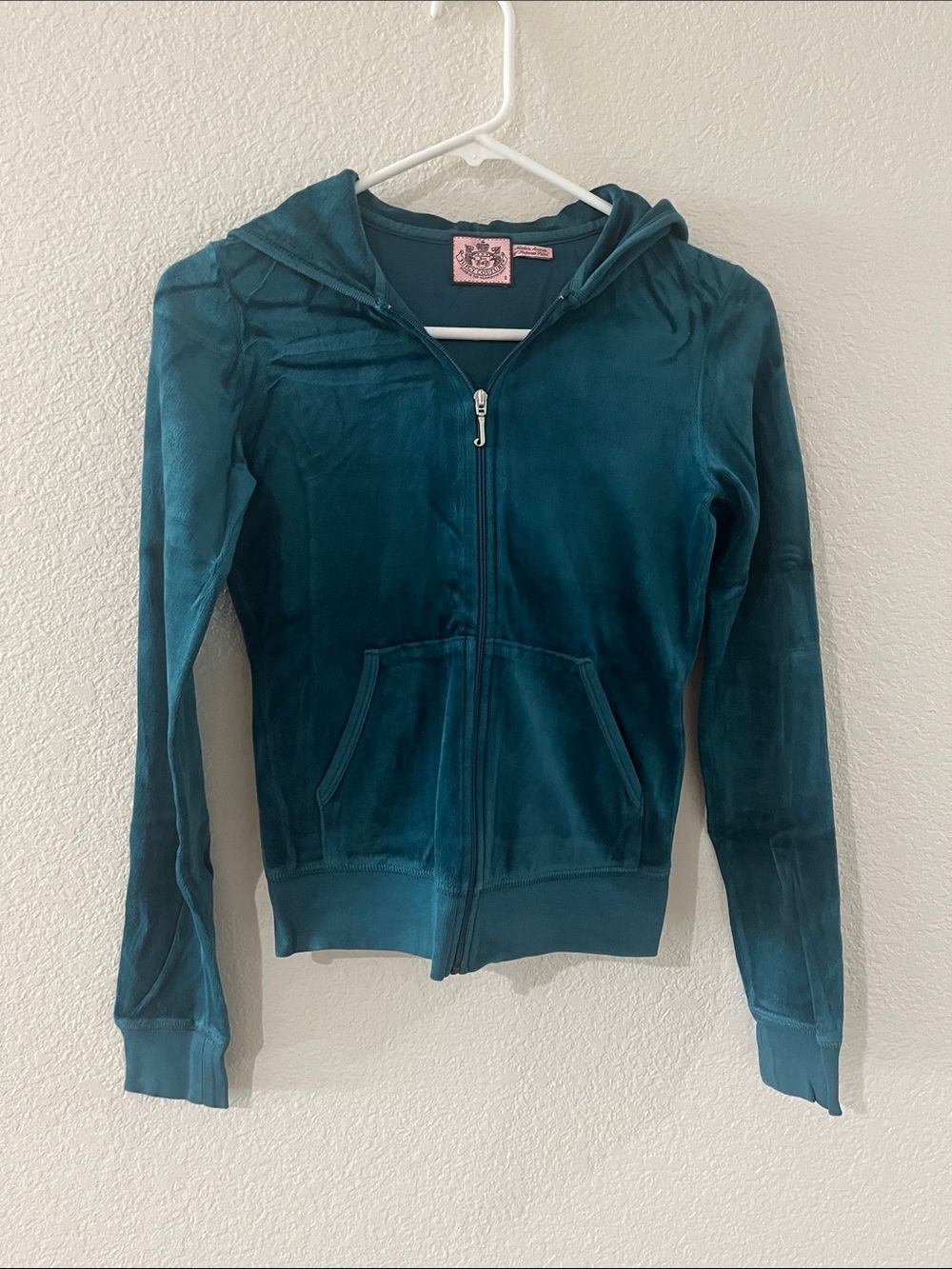 Juicy Couture Teal Velour Zip-Up Hoodie